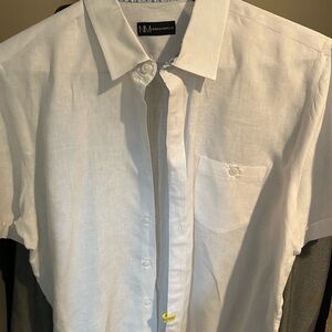Men's White Short Sleeve Linen Shirt